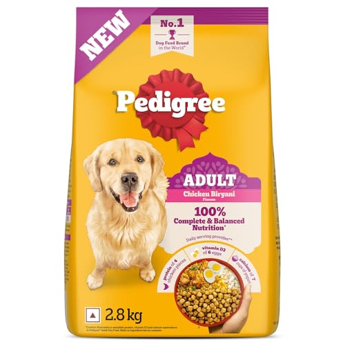 Image of Pedigree Adult Dry Dog Food, New Chicken Biryani Flavour, 2.8kg, Protein of 4 Chicken Pieces, Vitamin D3 of 6 Eggs, Calcium of 7 Cups of Yogurt, 100% Complete and Balanced Nutrition