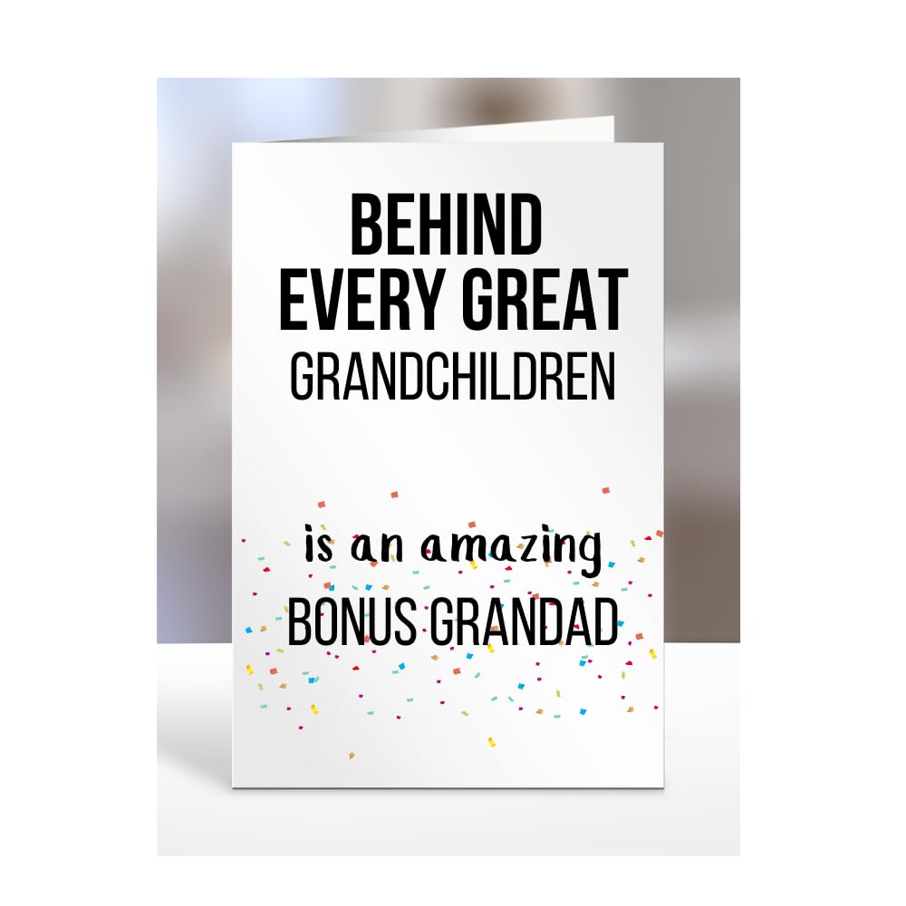 Birthday cards for Grandchildren from Bonus Grandad, Gifts for Him, Her, Men, Women, Presents for Christmas, Behind Every Great An Amazing, Cute, A5-255a_279