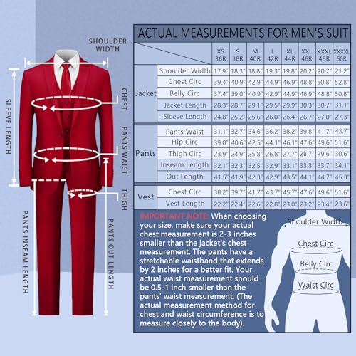 Image of Cooper & Nelson Men's Suit Slim Fit, 3 Piece Suits for Men, One Button Solid Jacket Vest Pants with Tie, Tuxedo Set