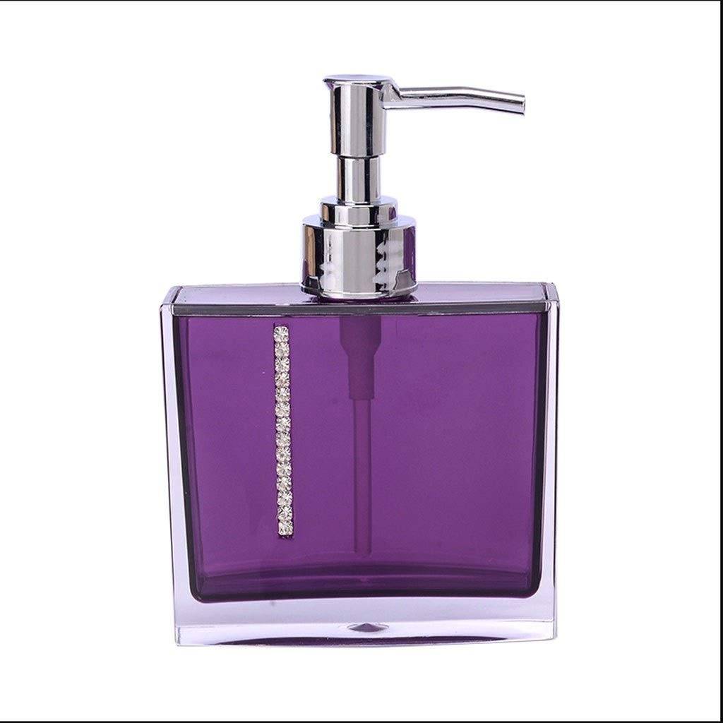 Soap dispensers Square Soap Dispenser Hotel Kitchen Bathroom dish soap dispenser Bottle Shampoo Shower Gel Press Glass Lotion Bottle Set soap dispenser pump (Color : Purple)