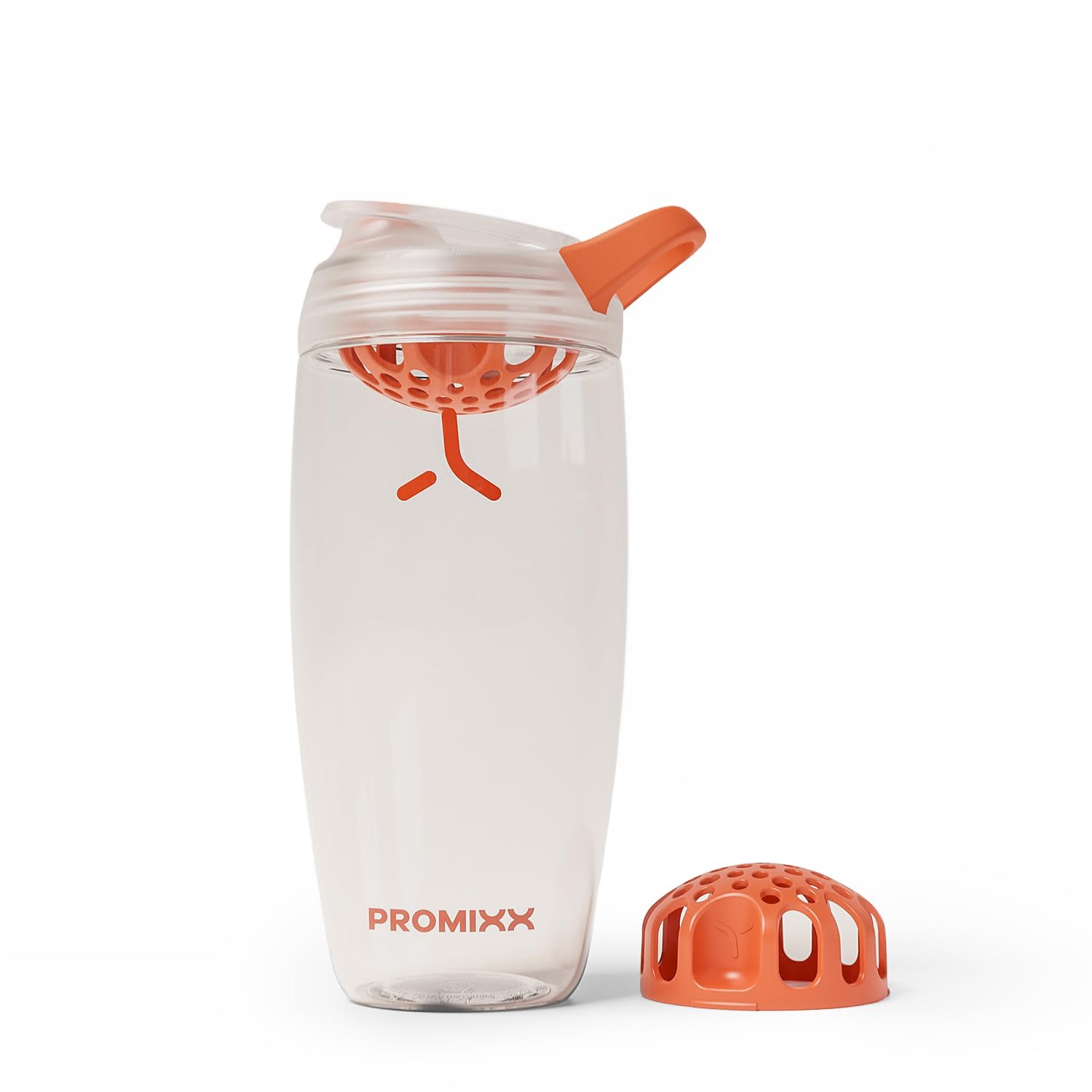Promixx Pursuit Protein Shaker Bottle – 760ml Silent Snap-Fit Mixer for Lump-Free Shakes – Leak-Proof BPA-Free Ecozen Gym Shaker with Measurement Marks for Fitness and Travel – Clear