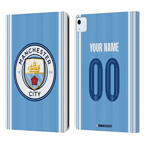 Head Case Designs Officially Licensed Custom Customized Personalized Manchester City Man City FC Home 2023/24 Badge Kit Leather Book Wallet Case Cover Compatible with Apple iPad Air 2020/2022