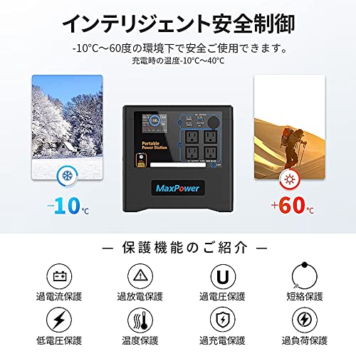 Amazon.co.jp: MaxPower ポータブル電源 MP1300 静音 軽量コンパクト 