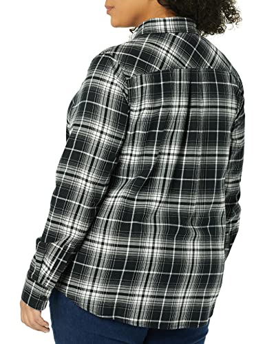 Image of Amazon Essentials Women's Regular-Fit Long-Sleeve Lightweight Plaid Flannel Shirt with Brushed Finish, Shirttail Hem