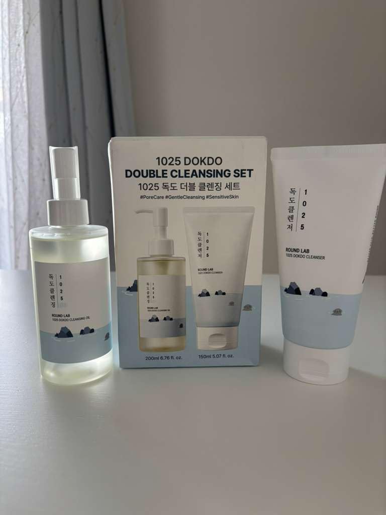 ROUND LAB Dokdo 2-Step Pore Purifying Cleanser Duo for Facial Cleansing, 1025 Dokdo Cleansing Oil and Cleanser, Makeup Blackhead Remover for Sensitive Skin, Easy to Wash, Korean Skin Care