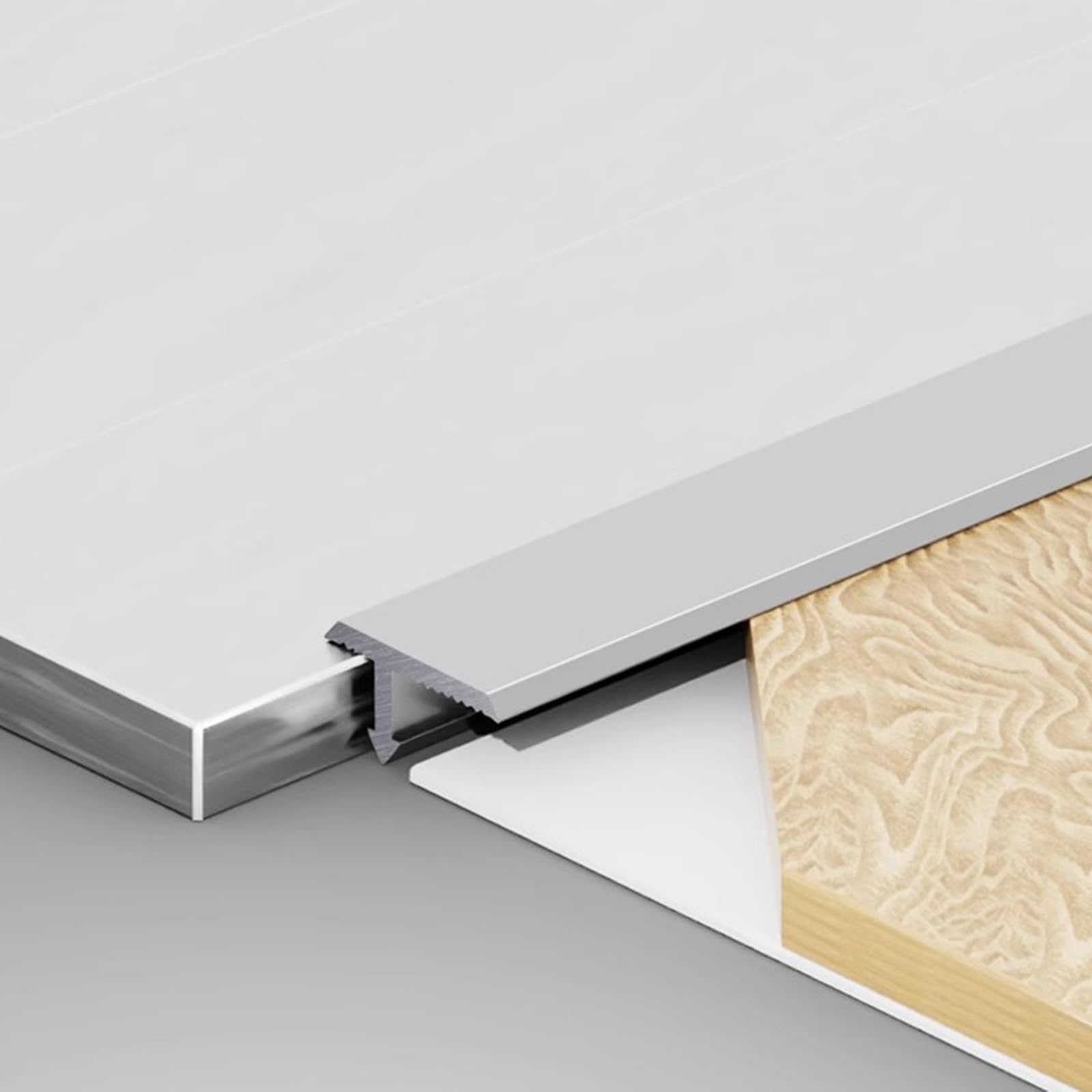 Aluminiowy profil przejściowy – ochrona krawędzi w kształcie litery T do drewnianych paneli i płytek, długość 90 cm, uniwersalna listwa przejściowa do podłogi