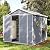 Aoxun 8 x 6 FT Outdoor Storage Shed with Window, Resin Shed with Floor & Lockable Doors, Garden Shed Waterproof Plastic Tool Shed with Sloped Roof for Backyard, Garden, Patio, Lawn, Grey