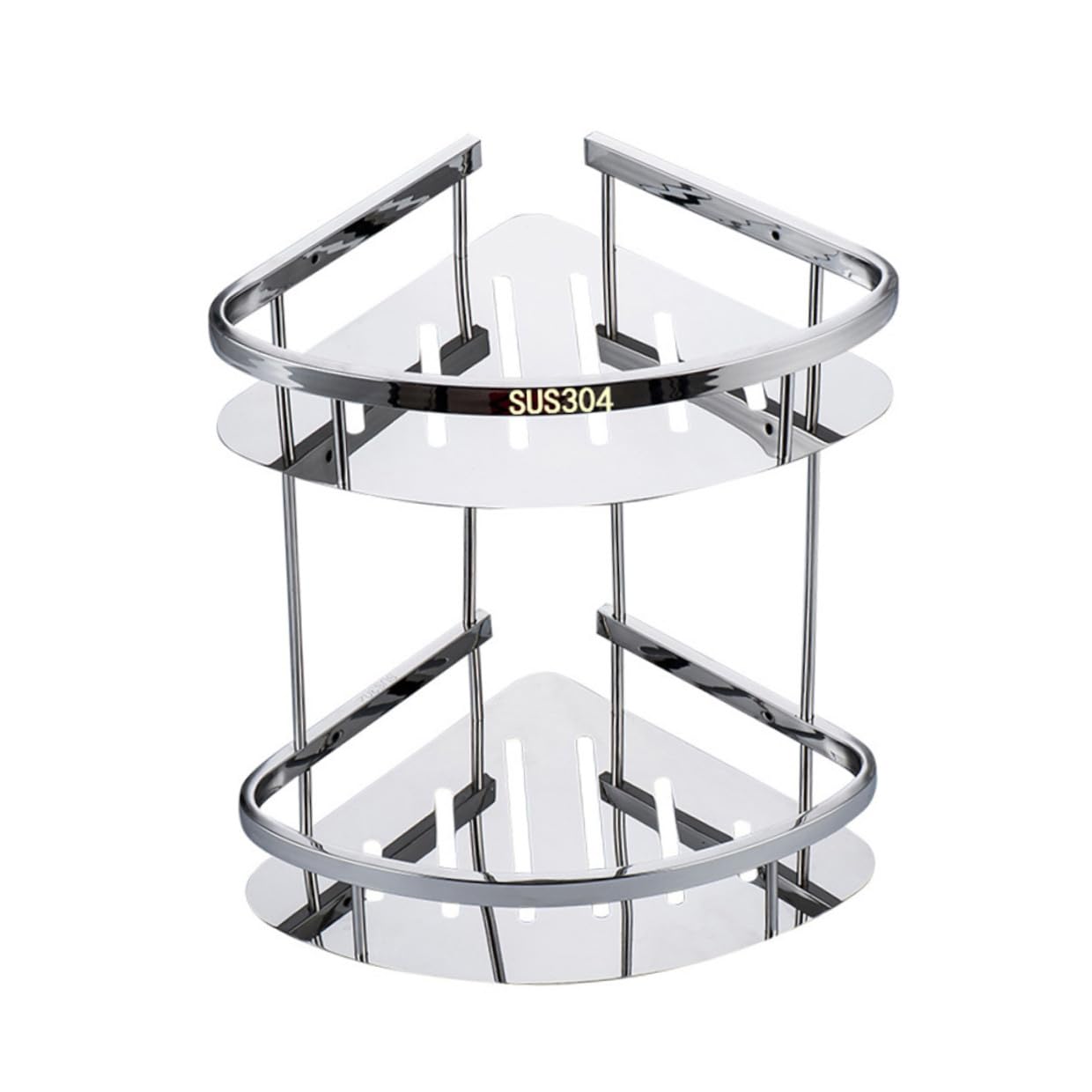 YUANCHUTOP Thickened Stainless Steel Double Layer Triangle Corner Shelf - Rust-resistant Bathroom & Kitchen, Space-saving Wall-mounted Storage Rack for Bedroom & Bathroom
