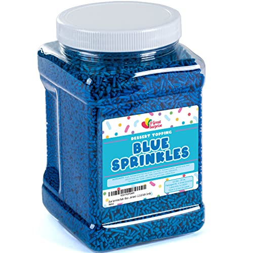 Blue Sprinkles - 2.2 Lb Bulk Cake Decorating - Blue Jimmies For Ice Cream, Cupcakes, Cookies - Dessert Toppings #TOP8