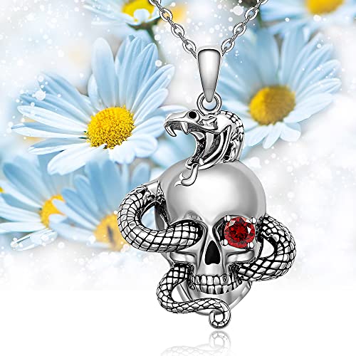 LOVGIFSET Skull Necklace Snake Halloween Sugar Skull Sterling Silver Necklaces for Women Skeleton Bone Gothic Punk Jewelry - Image 5
