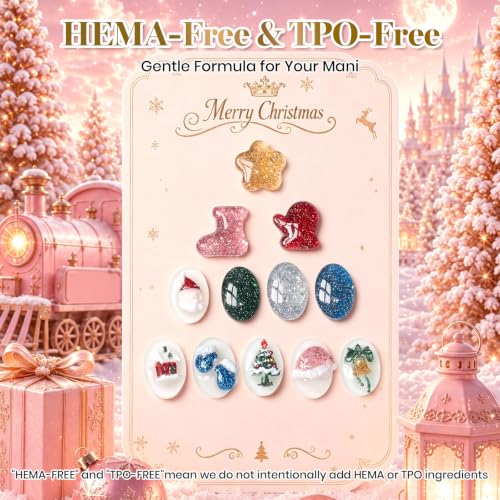 Image of Beetles Christmas Gel Nail Polish Set, 6 Colors Glitter Red Green Gold