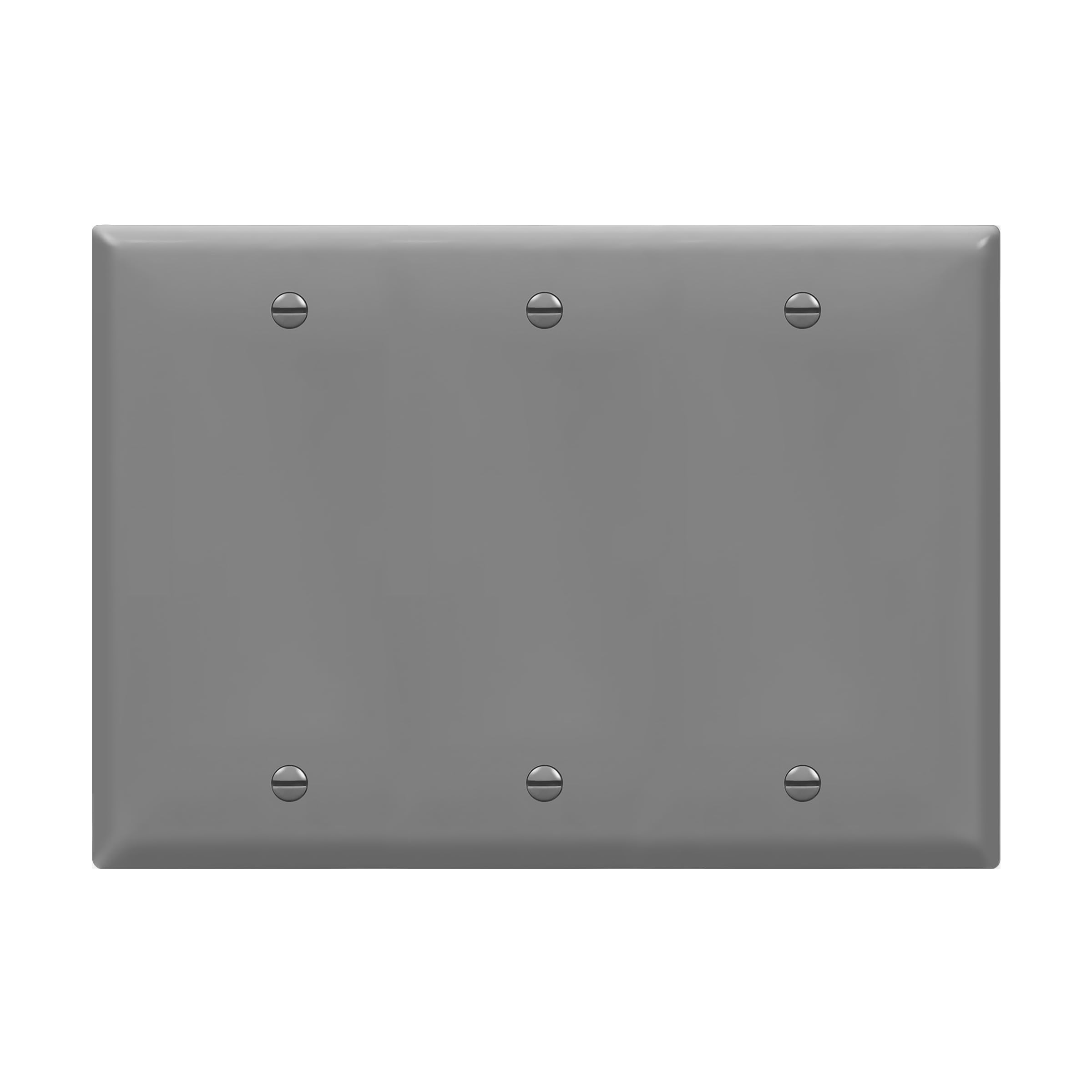 ENERLITES Triple Blank Device Wall Plate, Blank Outlet Cover, Gloss Finish, Standard Size 3-Gang 4.5" x 6.38", Polycarbonate Thermoplastic, 8803-GY, Gray