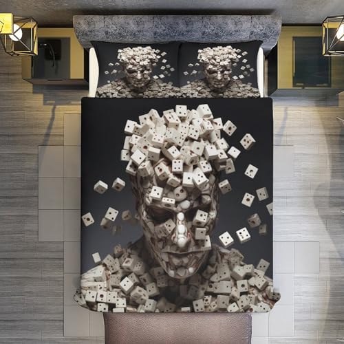 Parure de lit 3D homme aux dés en microfibre coton premium King