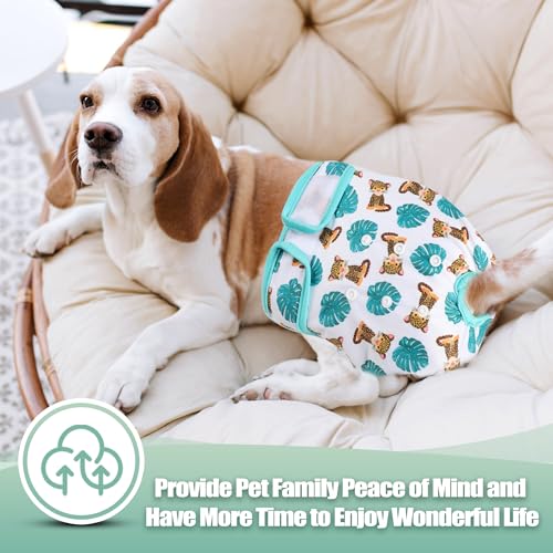 Image of wegreeco Washable Female Dog Diapers Highly Absorbent Reusable Diapers for Dog in Heat Period, 3 Pack (The King of Forest, X-Large)