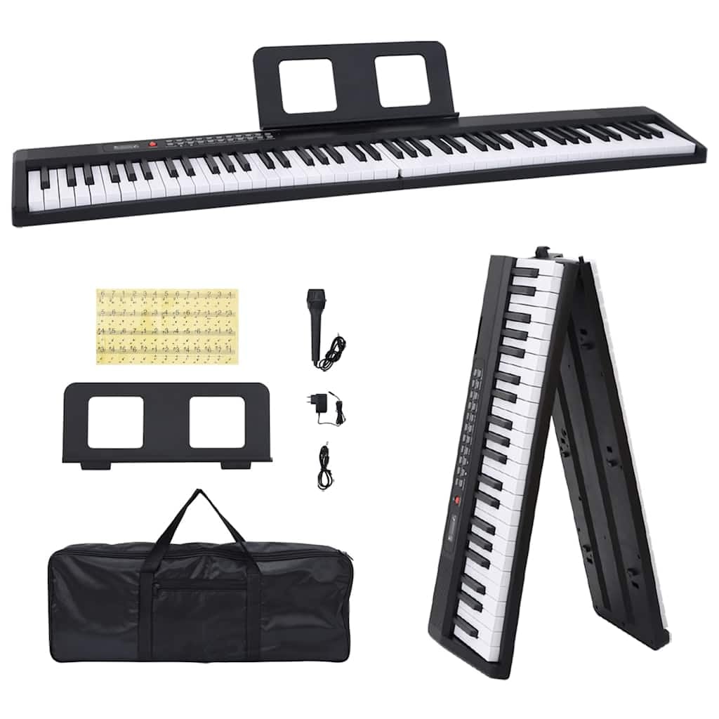 vidaXL Teclado eléctrico Piano 88 Teclas con Atril Plegable, Teclado de Piano, Teclado de Piano para Principiantes, Teclado de Instrumento Musical