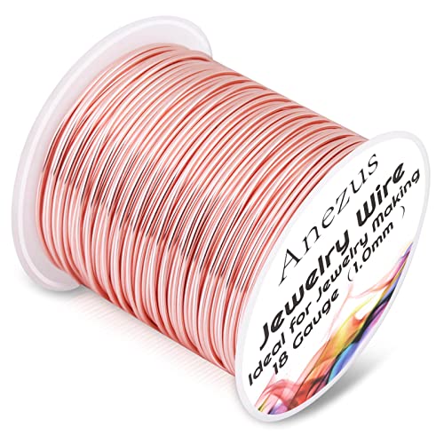 18 Gauge Jewelry Wire for Jewelry Making, Anezus Rose Gold Craft Wire Tarnish Resistant Copper Beading Wire for Jewelry Making Supplies and Crafting (Rose Gold)