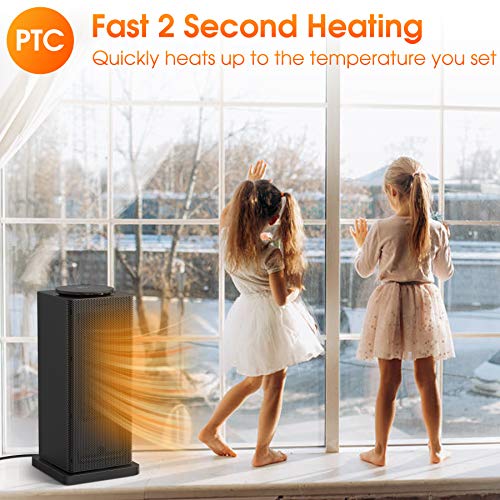 ALROCKET Space Heater, 1500W PTC Heater with ECO Thermostat, Tower Heater Oscillating Electric Heater with Remote Control, 24H Timer LED Display, Overheat Tip-over Protection Fast Heat for Home Office - Thumbnail 7