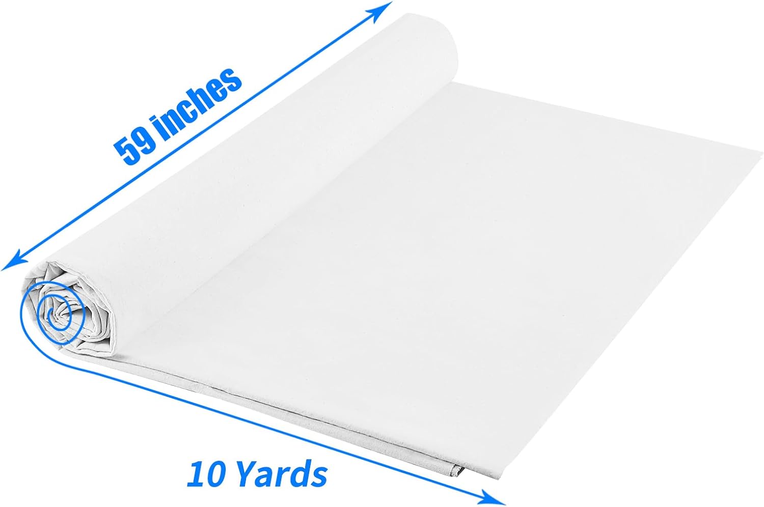 100% Cotton Muslin Fabric: 10 Yards x 59" Color Muslin, 100% Cotton Fabric, for Sewing Draping Material (White)