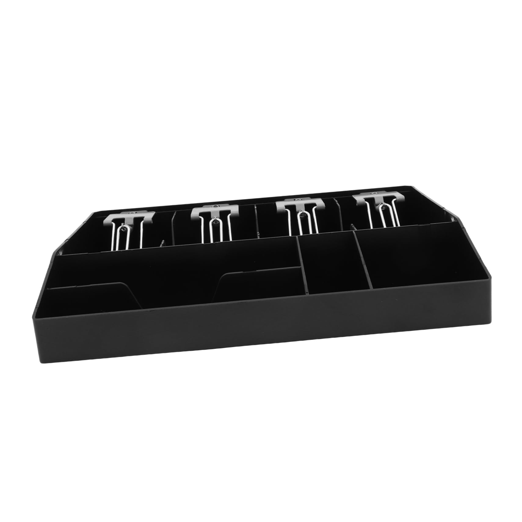 Kassenbox Sowie Clip Kassenschublade Schwarz aus Abs und Metall mit Mehreren Fächern mit Drei Münz und Drei Scheinfächern für Kleinunternehmen Geeignet für Geschäfte