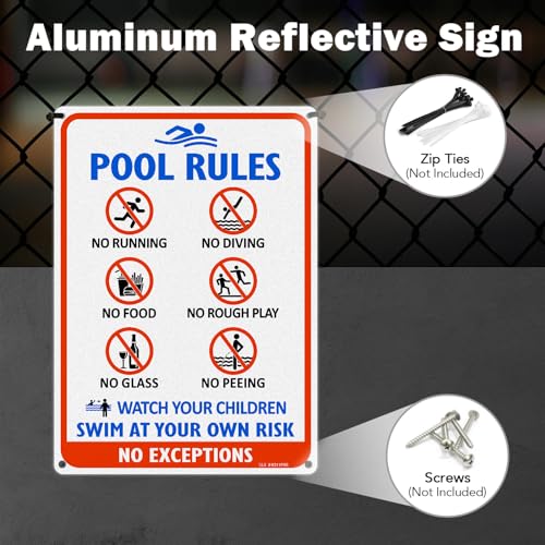 Señal de Reglas para Piscina de Aluminio 14x10 pulgadas miniatura 5