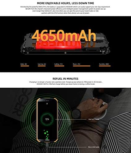 DOOGEE S40 Pro charging with 70% battery displayed