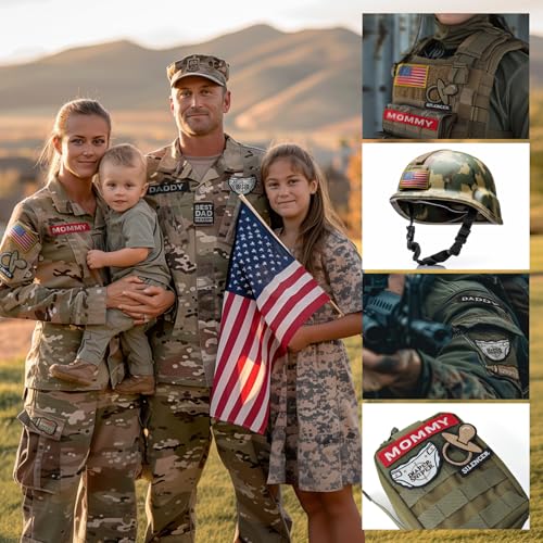 WILDREEDS 7 Pieces Daddy and Mommy Patches, Hook and Loop Tactical Funny Patch for Hats, Diaper Bags, Lunch Bags