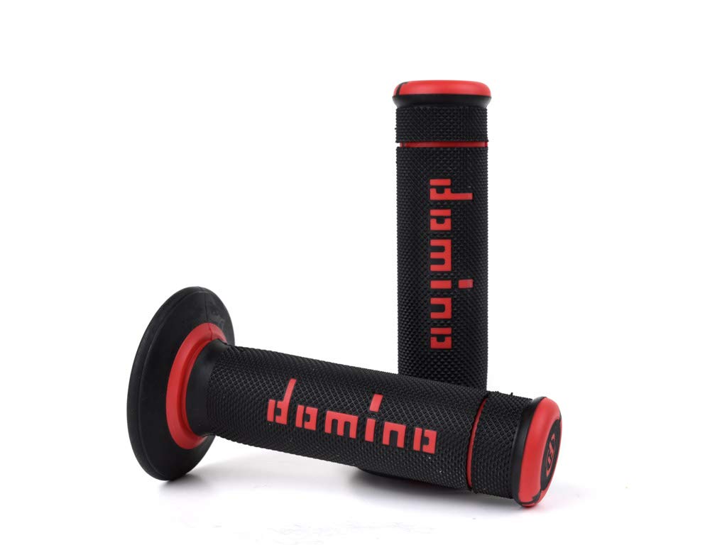 DOMINO - Poignées guidon moto cross Xtrem noir/​rouge L120mm