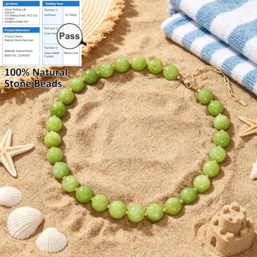 Image of GINAZL Natural Stone Beaded Choker Necklace for Women, Chunky Multicolor Gemstone Handmade Necklace, Boho 12MM Bead Summer Beach Jewelry Gifts for Women