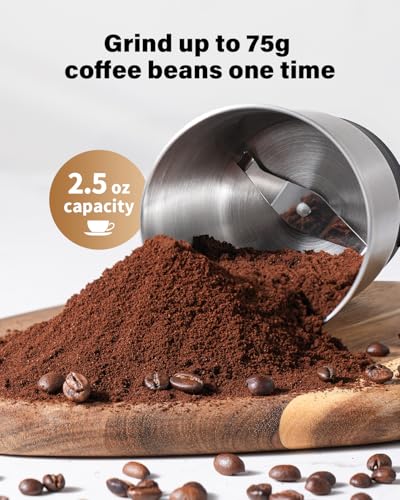 SHARDOR Coffee Grinder Electric, Spice, Herb, Grinder for Coffee Bean Spices and Seeds with 2 Removable Stainless Steel Bowls, Black