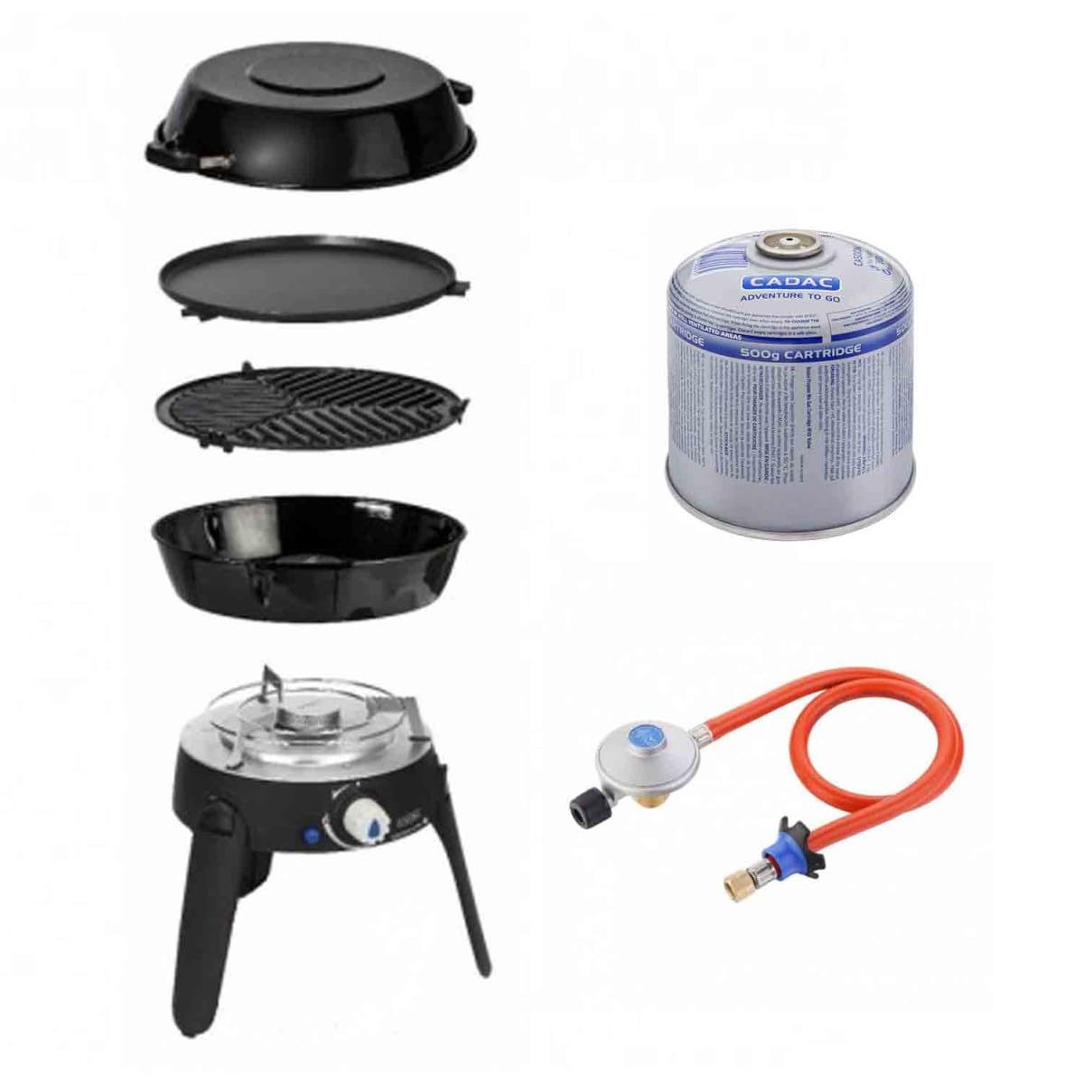 Antarion Pack CADAC - Barbacoa de gas Safari Chef 30 + regulador + cartucho de gas