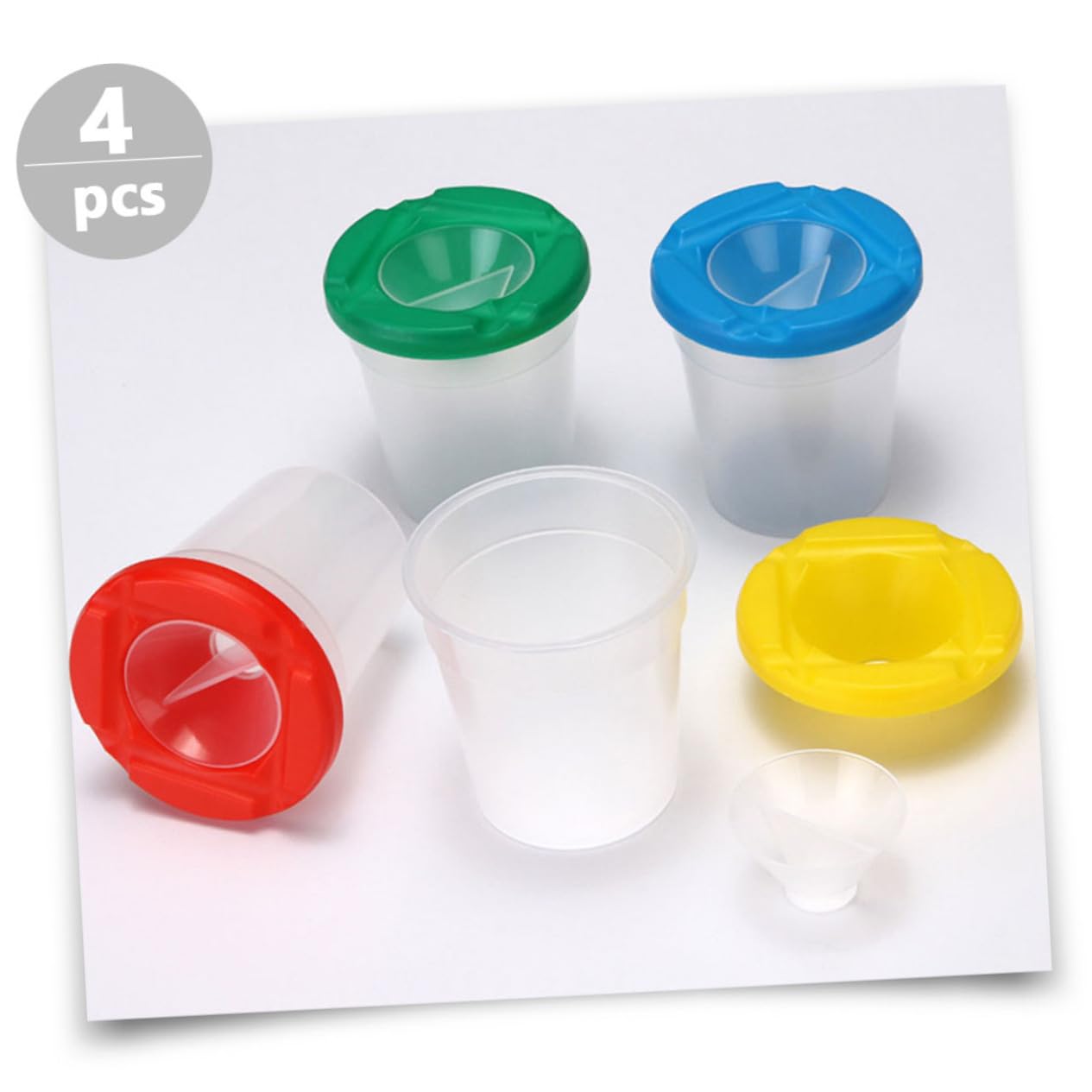 FONDOTIN Painting Brush Cup 4pcs Boys and Girls Brush Washing Tools Easy Storage Fun for Boys and Girls Random