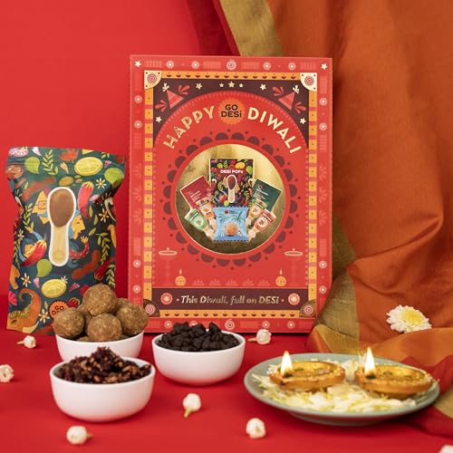 Image of GO DESi Shubh Diwali Gift Hamper,Value Pack,Bhai Dooj Gift For Brother And Sister,Coconut Ladoo,Diya,Meetha Paan,Diwali Gifts For Family And Friends
