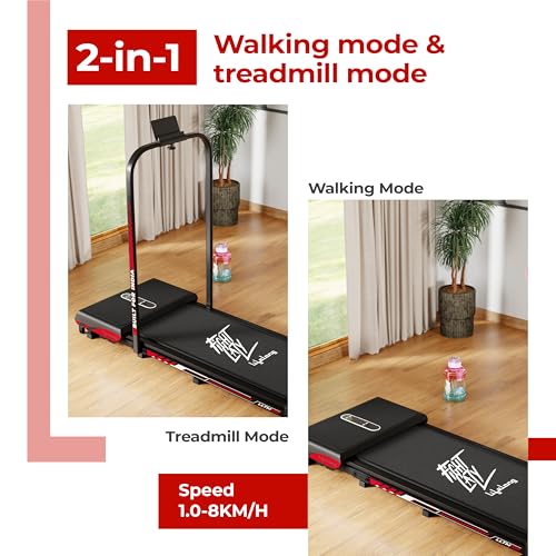 Image of Lifelong FitPro Treadmill | 4 HP Motor | Vibration Plate | LED Display | Foldable Design | Remote Control | 110 Kg Max Weight | 8 Km /h Speed | Anti-Slip Belt | Home Gym Equipment LLTM180