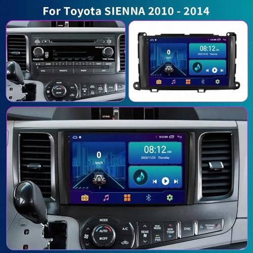 Estéreo de automóvil Toyota Sienna 2010-2014 con Android Auto y Bluetooth 2