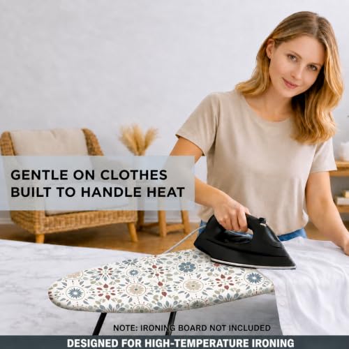 Image of Small Ironing Board Cover and Pad 12.5 inchx30 inch, Silicone Coated Scorch Resistant Pure Cotton, Small Iron Board Cover with Padding, Tabletop Mini Ironing Board Cover and Pad, Drawstring Boho