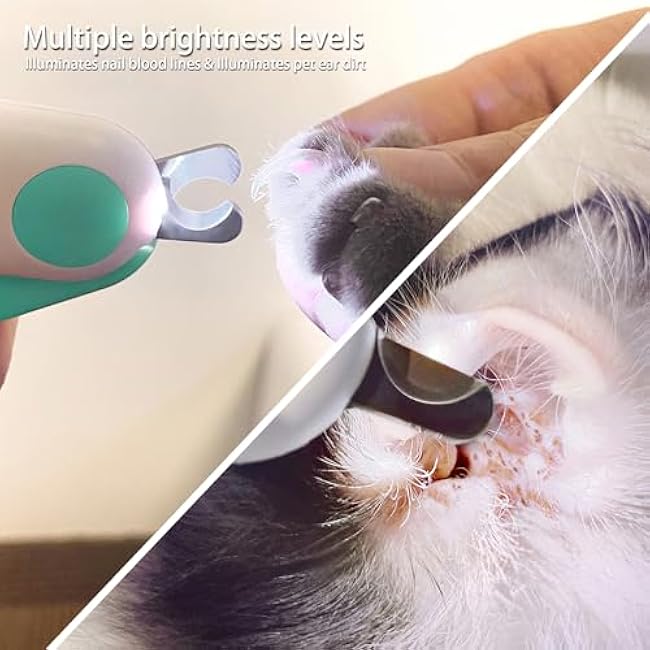 Pet nail clippers with LED Lights cat nail clippers for indoor cats nail trimmer clippers for small dog nail trimmers Cats rabbits nail clippers Bird Kittens (blue)-jQ7uYokw