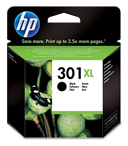 HP 301XL Black Ink Cartridge - Cartucho de Tinta para impresoras (Negro, Negro, Inyección de Tinta, 20-80%, -40-60 °C, 15-32 °C) No