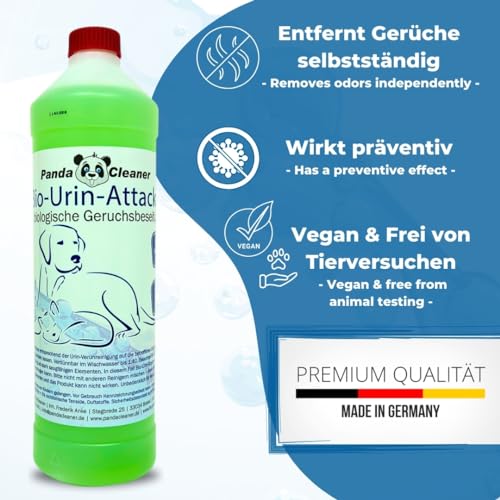 PandaCleaner Bio Urin Attacke gegen Katzenurin Hundeurin & Tiergerüche - Mittel gegen Katzenurin - 1000ml Konzentrat zum Uringeruch entfernen - Mikroorganismen Reiniger