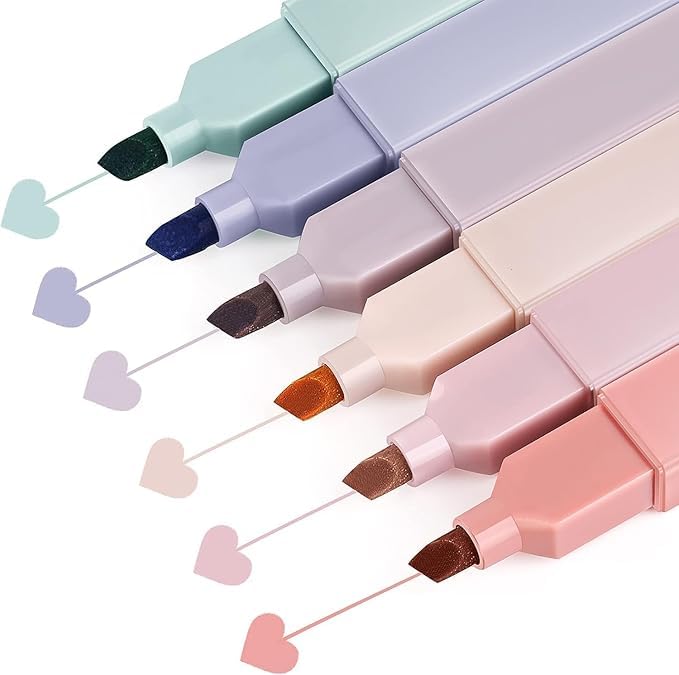 Image of 6 Pcs Aesthetic Cute Highlighters, Bible Pastel markers and Pens, No-Bleed School Supplies and Office Journal DIY Home Highlighters Pen,birthday return gifts for kids (Pack of 6), Multicolor