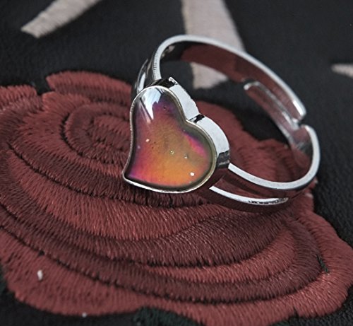 Mood Ring Heart Shaped Changing Color Emotion Feeling Finger Ring 2 Pcs with Box3