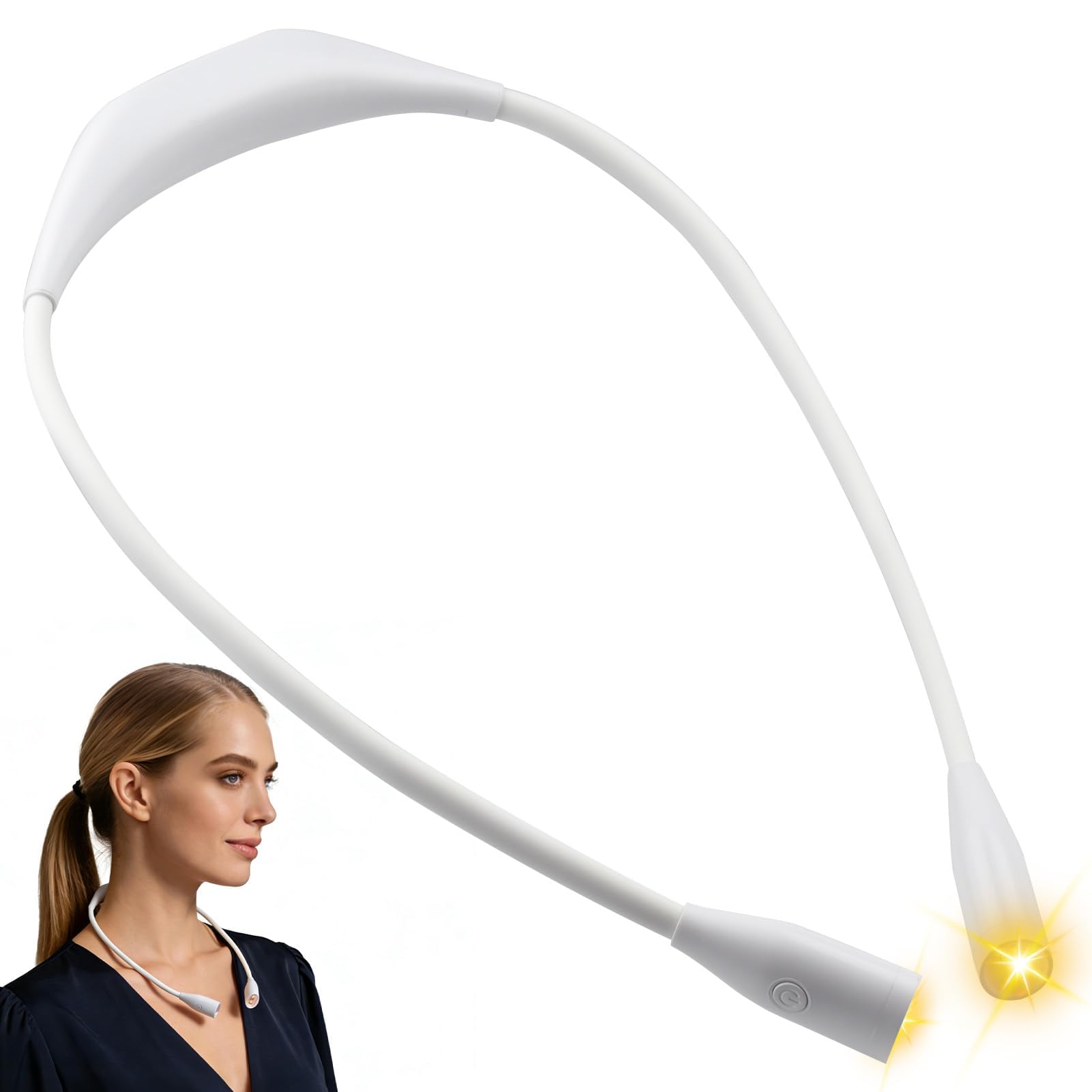 Lámpara de Cuello Lumi Crealis, Luz Ajustable Recargable para Lectura, Ganchillo y Costura, 3 Colores y 9 Niveles de Brillo, Collar Flexible y Rotación 360°, Ideal para Manualidades y Reparaciones