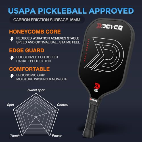 Image of DGYGQ Pickleball Paddles with Polypropylene Honeycomb Core, T700SC Power Carbon Fiber Pickleball Paddle, Increased Power for Ultimate Spin & Consistency