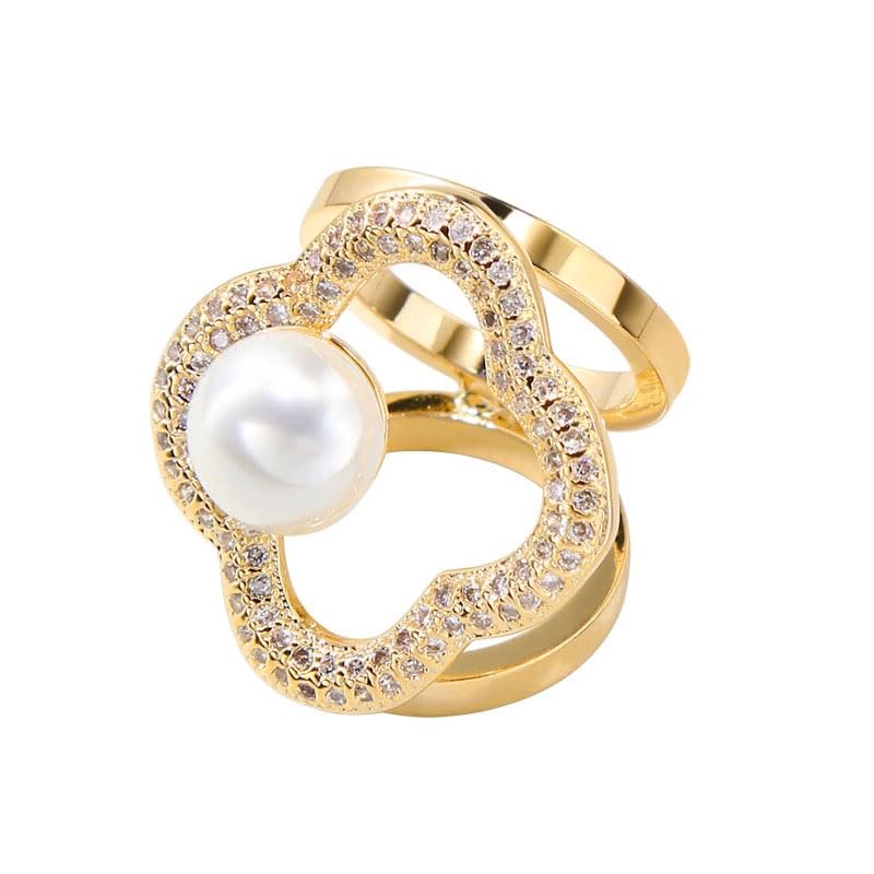 Image of Scarf Buckle for Women Rhinestones Pearl Silk Scarf Clips Fashion Clasp Ring Jewelry Valentine's Day Mother's Day Gift for Wife Mom Lover