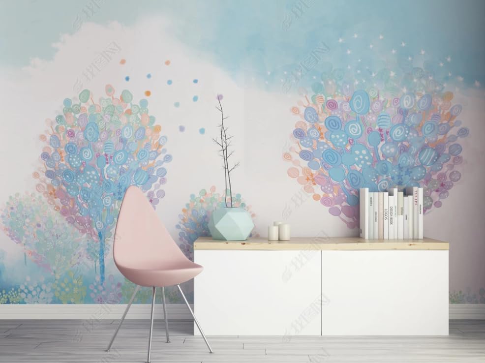 Papier peint intissé forêt de rêve bleue pour décorer un restaurant zen