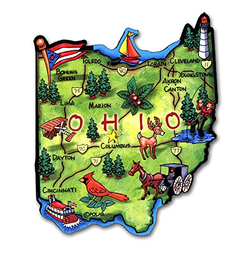 Imán decorativo estado Ohio 2.8 x 3.4 pulgadas miniatura 1