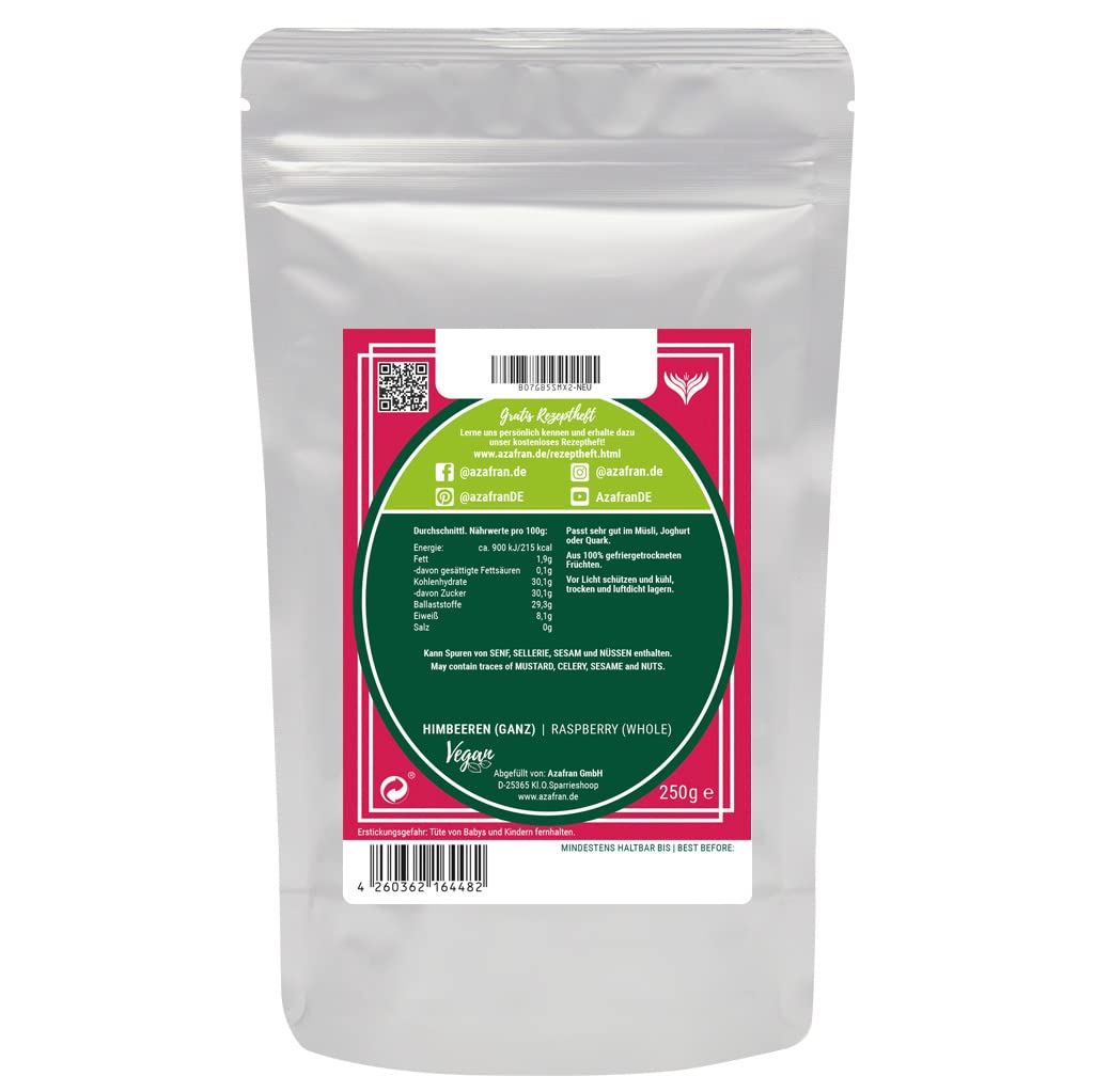 Azafran Himbeeren gefriergetrocknet ganz, natürliche Himbeer Früchte getrocknet 1kg