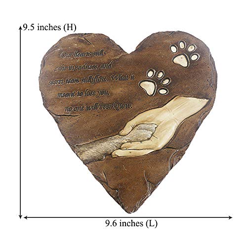 jinhuoba Heart-Shaped Dog Pet Memorial Stones, Hand-Painted Pet Grave Markers Tombstones for Garden Patio Backyard or Lawn,Sympathy Pet Dog Memorial Gifts Outdoor (Brown)