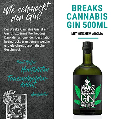 Breaks CANNABIS Gin I Premium Gin mit Hanfblüten & Hanfblättern I Geschmack: Kräftig mit aromatischer Kräuternote I… – Bild 4