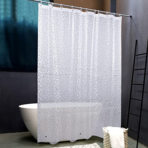 Image of NTBAY EVA Semi-Transparent Clear Shower Curtain with Pebbles, Water-Repellent Liner with 3 Magnets for Bathroom, 72x72 Inches