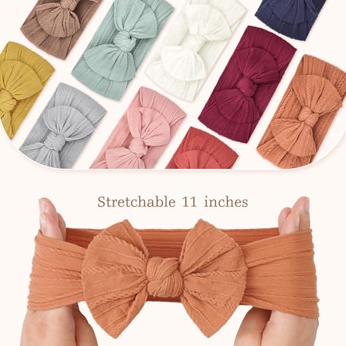 CÉLLOT 10Pcs Super Stretchy Soft Knot Headbands with Hair Bows Head Wrap Hair Accessories For Newborn Baby Girls Infant Toddlers Kids2